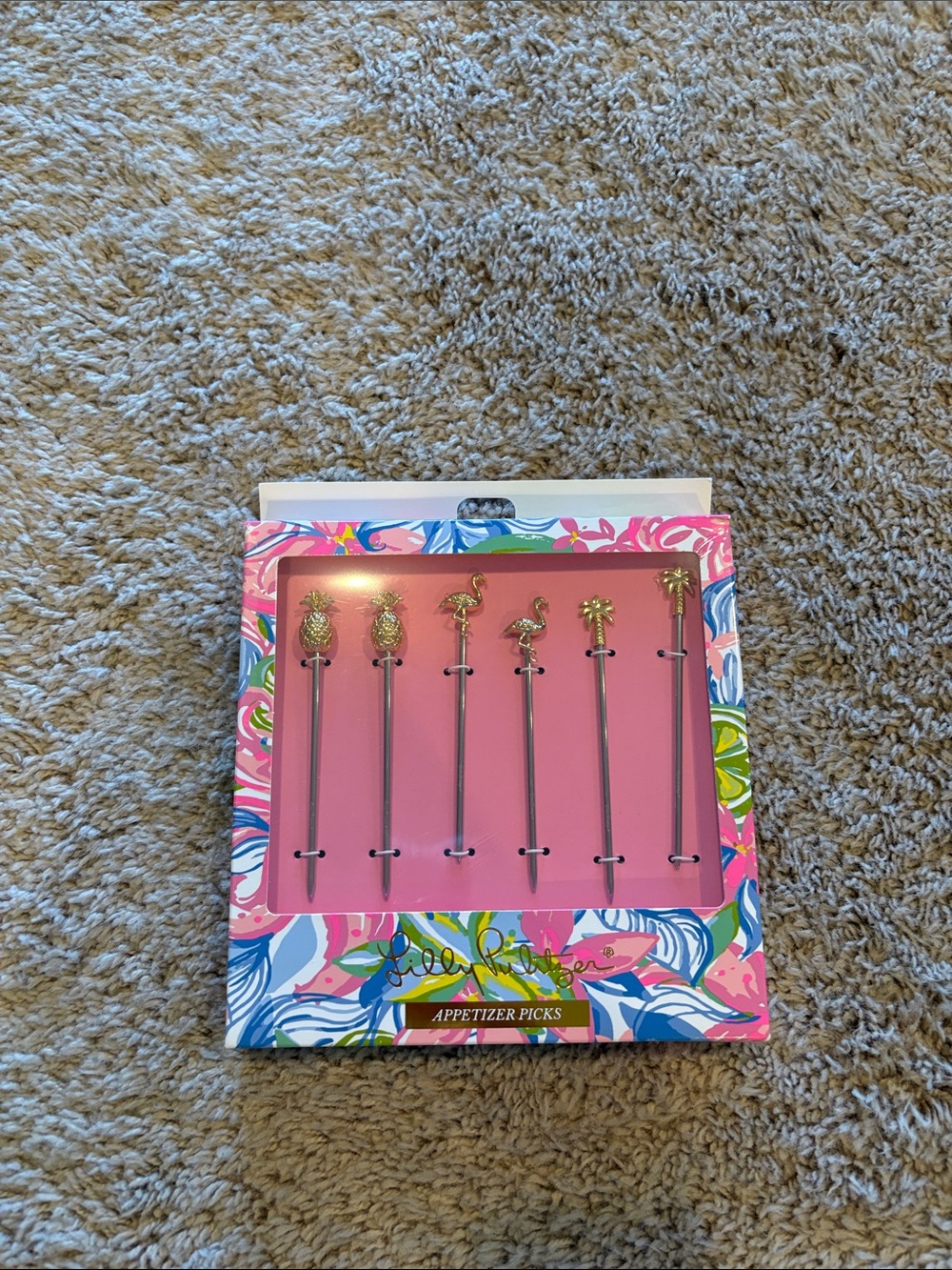Lilly Pulitzer Pink & Gold Tropical Appetizer Picks